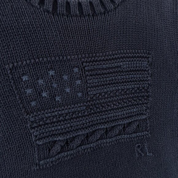 Polo Ralph Lauren Flag Sweater Navy Blue USA Stars Stripes Small Knit Pullover - Picture 10 of 16